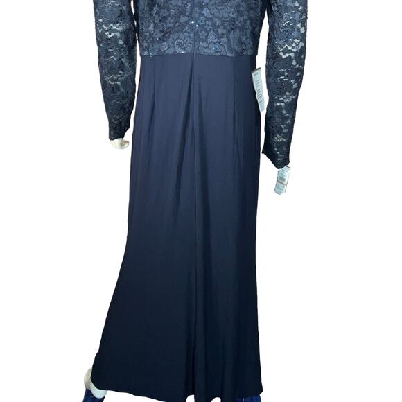 JESSICA HOWARD Zippered Sequined Lace Floral Long Sleeve Maxi Evening  Dress - Picture 5 of 9